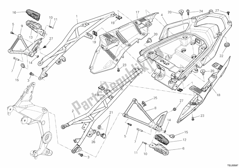 Toutes les pièces pour le Cadre Arrière Comp. Du Ducati Multistrada 1200 USA 2011